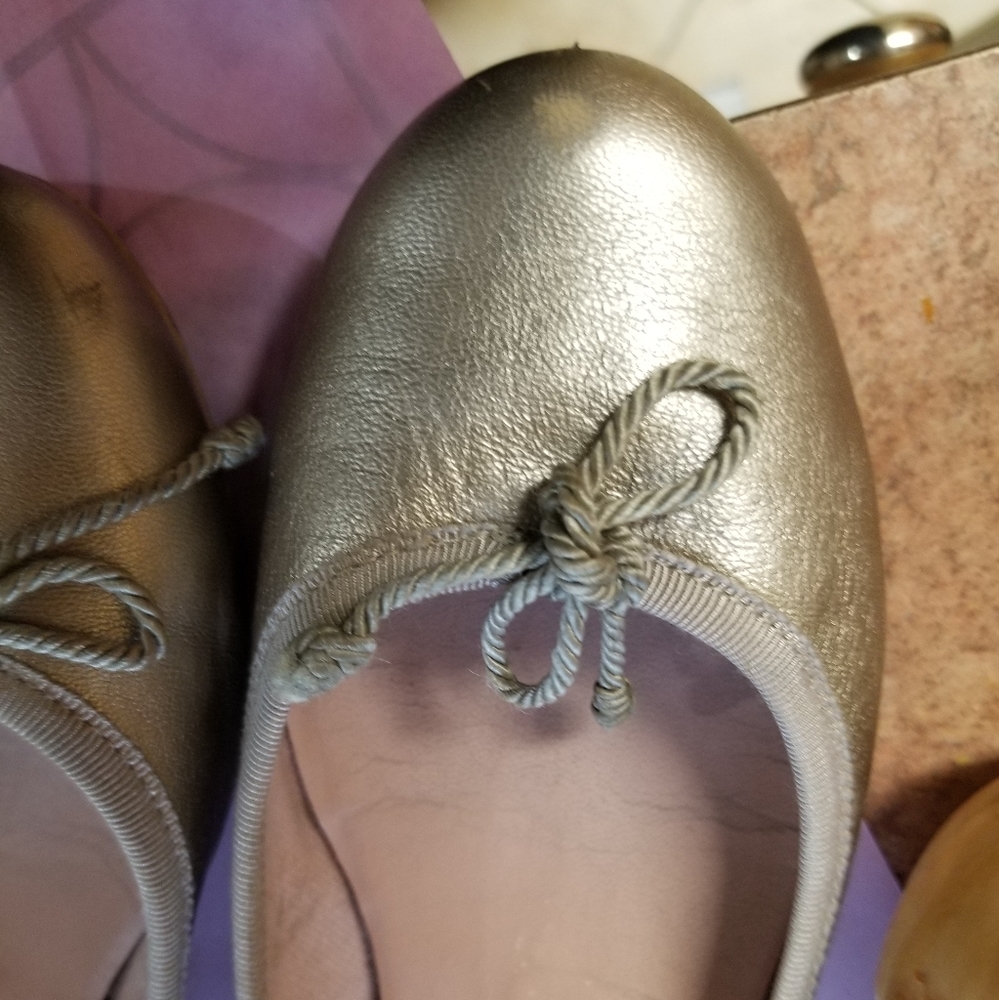 Pretty Ballerinas Girls Shoes Size 3.5 Pewter Gold EU size 35